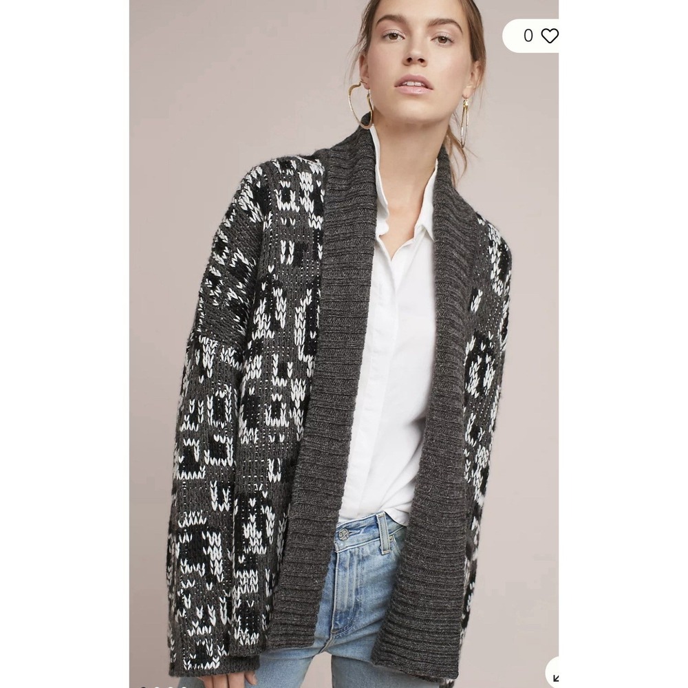 Anthropologie John + Jenn Leopard Intarsia Cardigan Sweater Women's  Size XL NWT